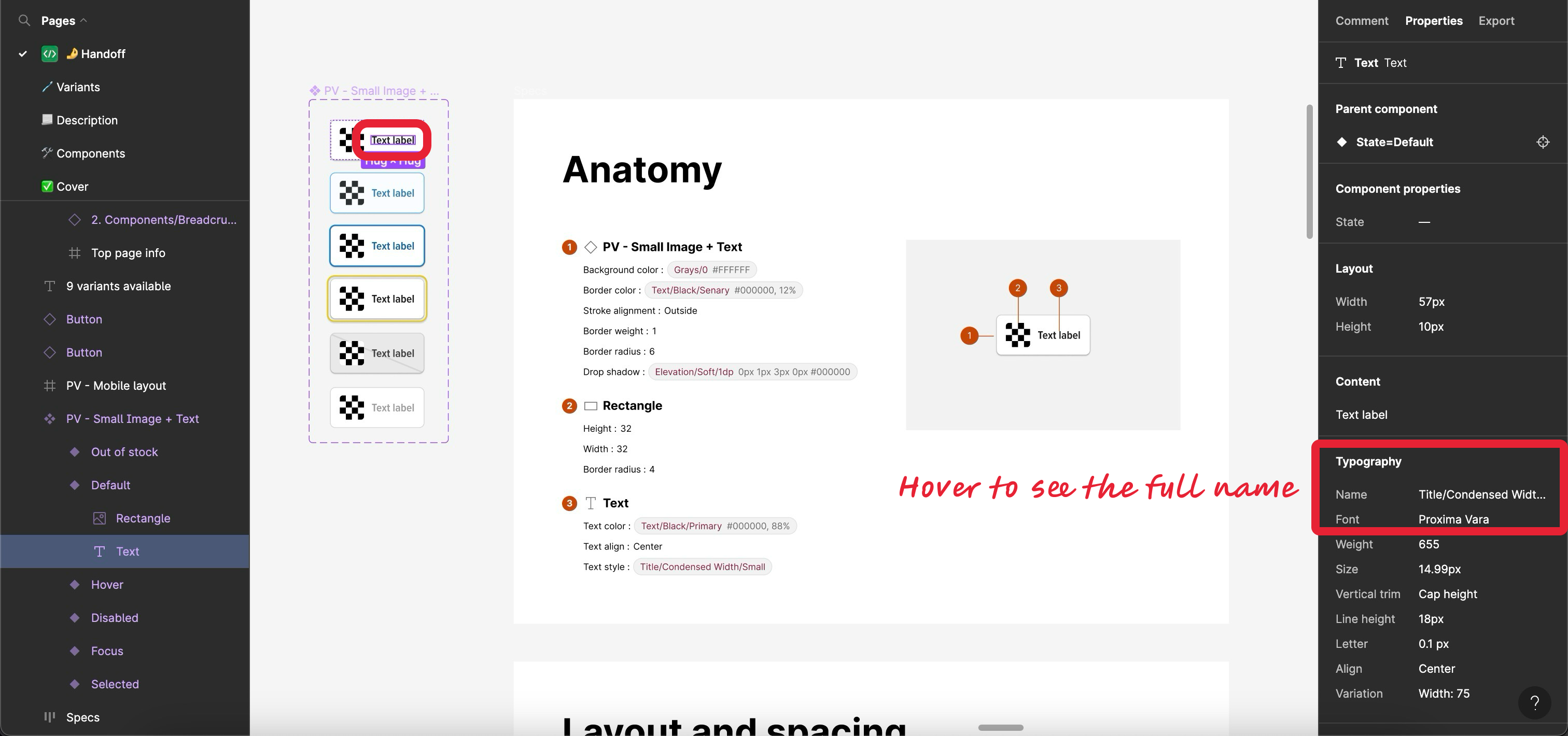 How to inspect typography in Figma