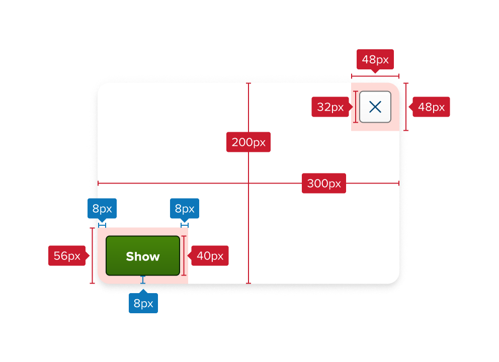 Web layer dimensions and action placement