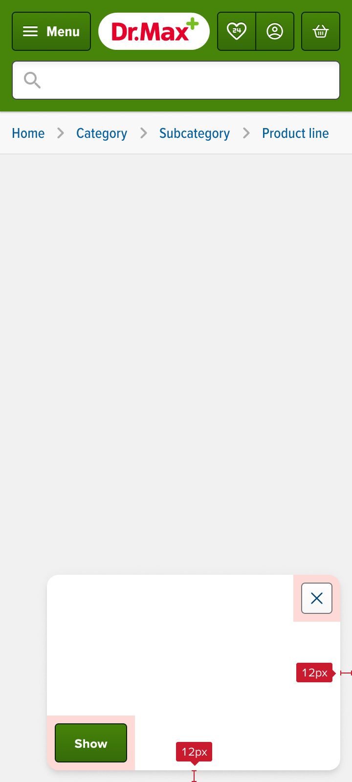 Mobile web layer positioned above the bottom edge